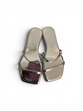 TKEES Metallic Silver Strappy Slide Sandals